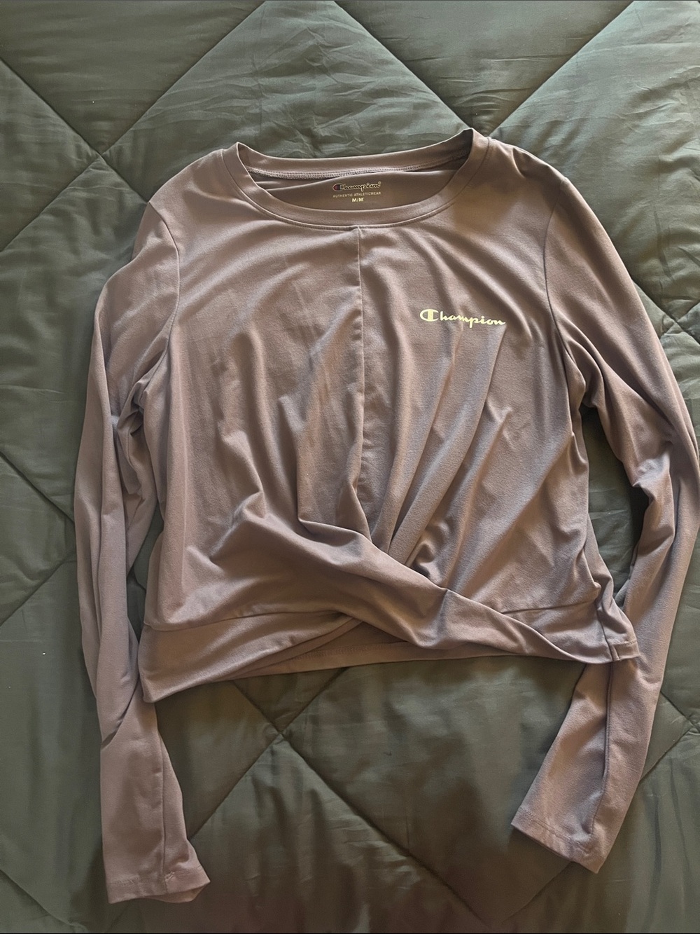 Champion Long Sleeve Twist-Front Top - Dusty Mauve
